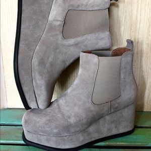 FP Jeffrey Campbell Suede Platform Wedge Bootie